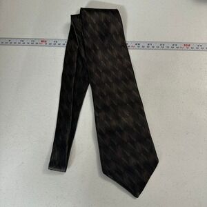 IV Front Mens Silk Necktie Brown Black Herringbone Pattern Woven Tie USA Made
